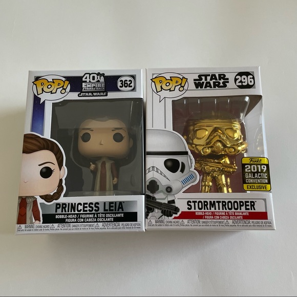 POP! Star Wars: Princess Leia and Gold Chrome Stormtrooper